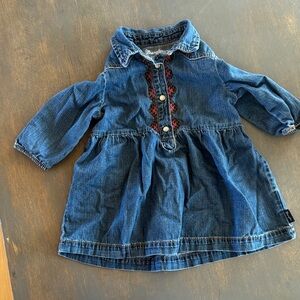 Wrangler Girls Blue Denim Dress with Embroidered Front